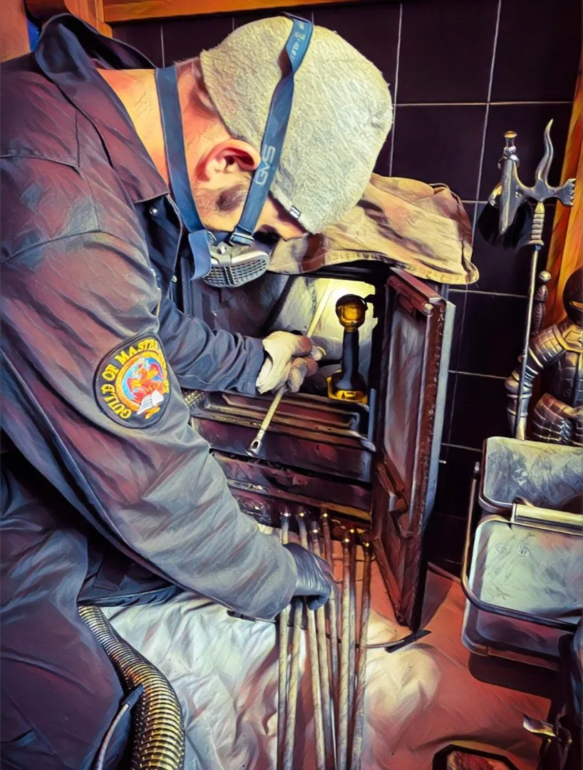 Matt from Burnbright Chimney Sweeps at work — Guild of Master Sweeps certified